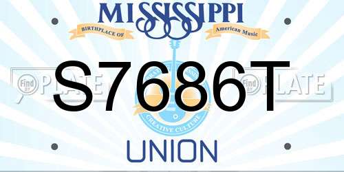 S7686T Mississippi License Plate