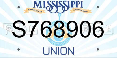 S768906 Mississippi License Plate