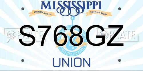 S768GZ Mississippi License Plate