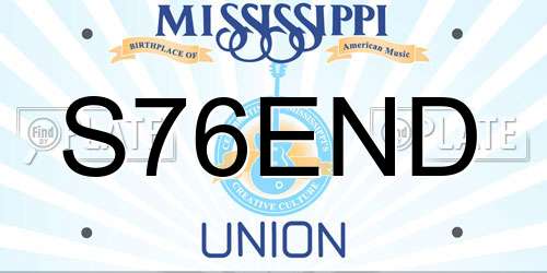 S76END Mississippi License Plate