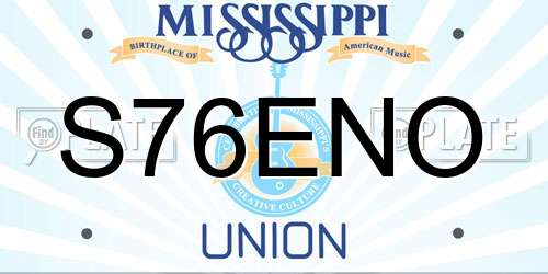 S76ENO Mississippi License Plate