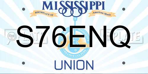 S76ENQ Mississippi License Plate