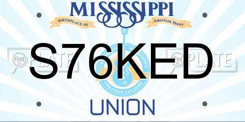 S76KED Mississippi License Plate