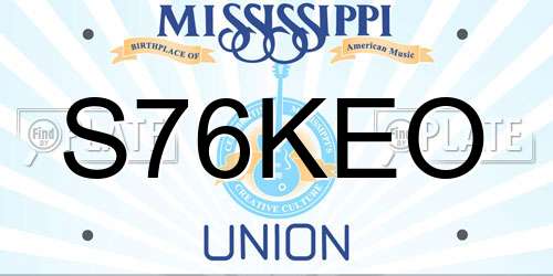 S76KEO Mississippi License Plate