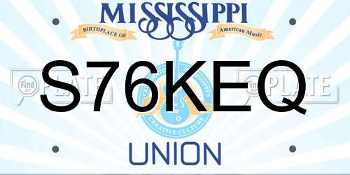 S76KEQ Mississippi License Plate