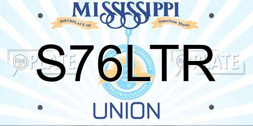 S76LTR Mississippi License Plate