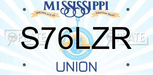 S76LZR Mississippi License Plate