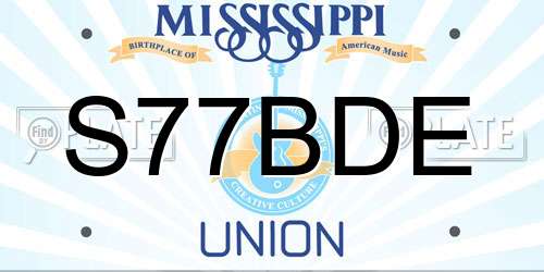 S77BDE Mississippi License Plate