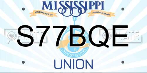 S77BQE Mississippi License Plate