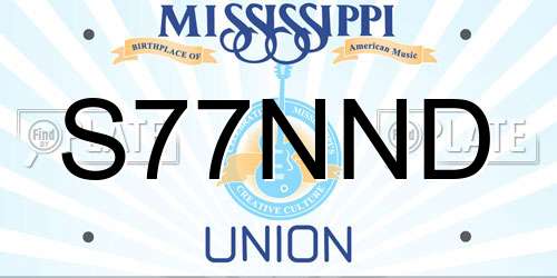 S77NND Mississippi License Plate