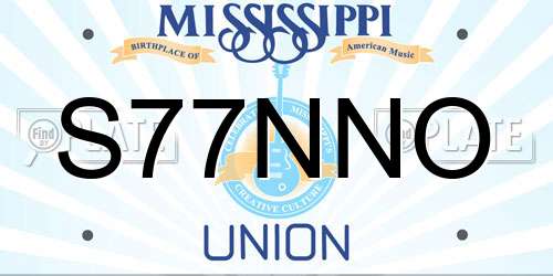S77NNO Mississippi License Plate