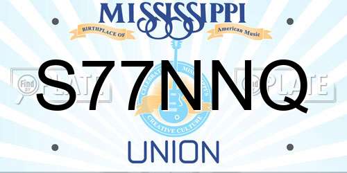 S77NNQ Mississippi License Plate