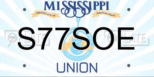 S77SOE Mississippi License Plate