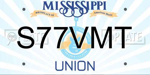 S77VMT Mississippi License Plate