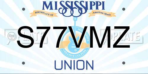 S77VMZ Mississippi License Plate