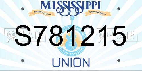 S781215 Mississippi License Plate