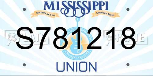 S781218 Mississippi License Plate