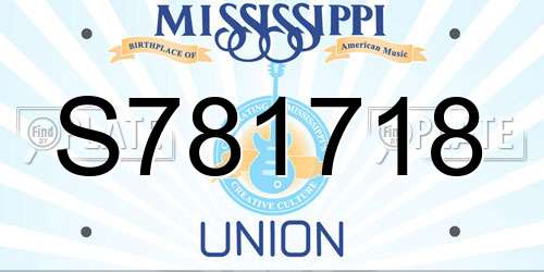 S781718 Mississippi License Plate