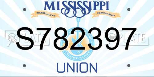 S782397 Mississippi License Plate