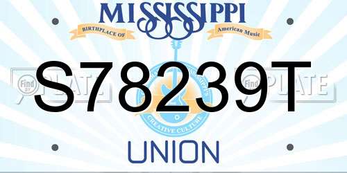 S78239T Mississippi License Plate