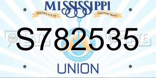 S782535 Mississippi License Plate