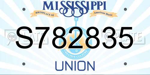 S782835 Mississippi License Plate
