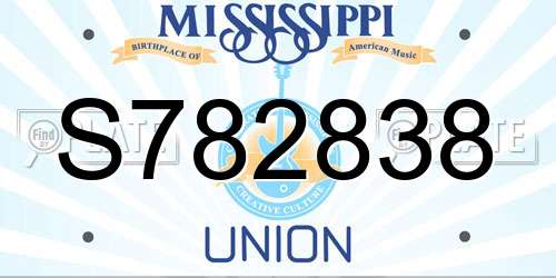 S782838 Mississippi License Plate