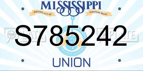 S785242 Mississippi License Plate