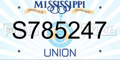 S785247 Mississippi License Plate