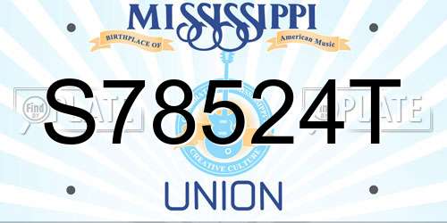 S78524T Mississippi License Plate