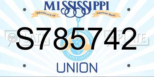 S785742 Mississippi License Plate