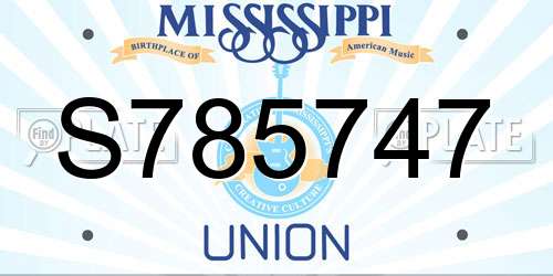 S785747 Mississippi License Plate