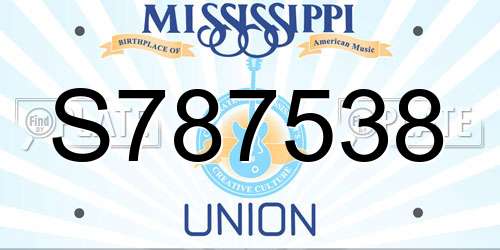 S787538 Mississippi License Plate