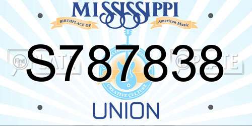 S787838 Mississippi License Plate