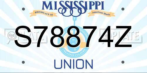 S78874Z Mississippi License Plate