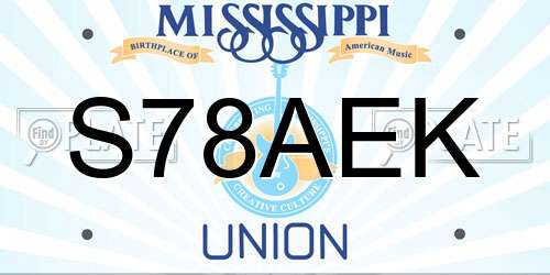 S78AEK Mississippi License Plate