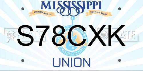 S78CXK Mississippi License Plate