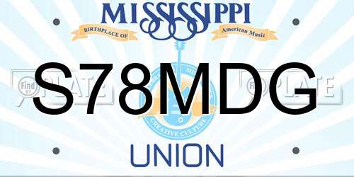 S78MDG Mississippi License Plate