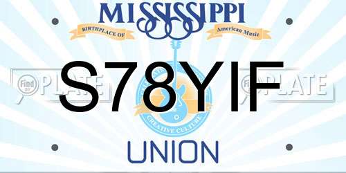 S78YIF Mississippi License Plate