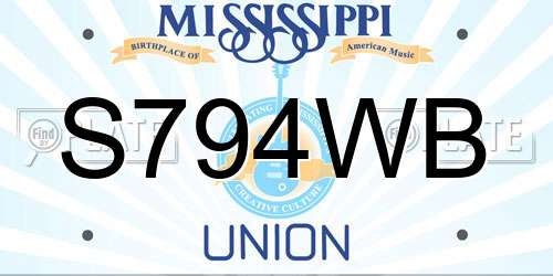 S794WB Mississippi License Plate