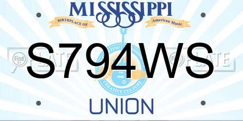 S794WS Mississippi License Plate