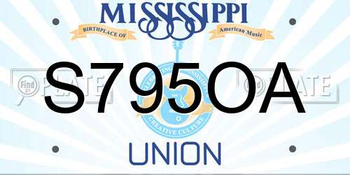 S795OA Mississippi License Plate