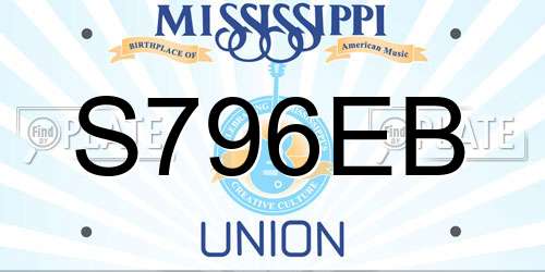 S796EB Mississippi License Plate