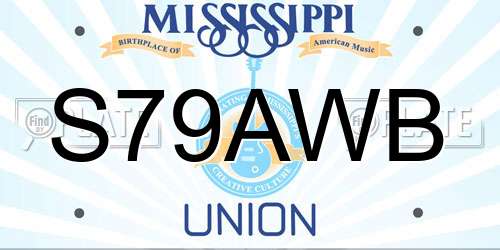 S79AWB Mississippi License Plate