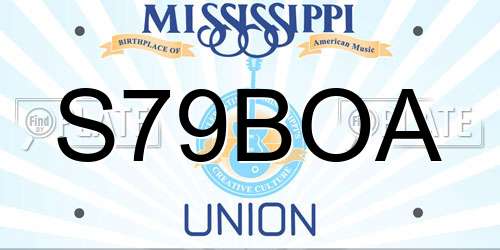 S79BOA Mississippi License Plate