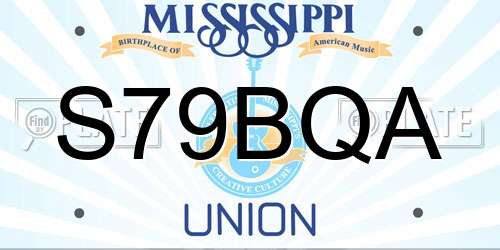 S79BQA Mississippi License Plate