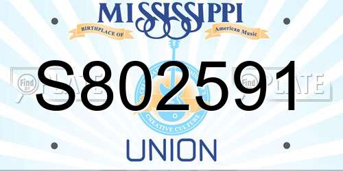 S802591 Mississippi License Plate