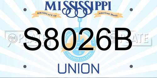 S8026B Mississippi License Plate