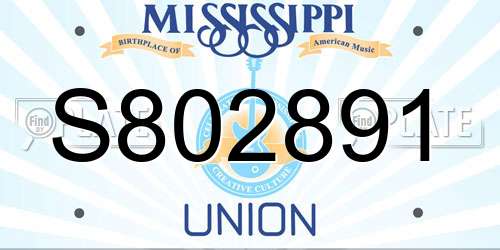 S802891 Mississippi License Plate
