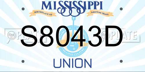 S8043D Mississippi License Plate